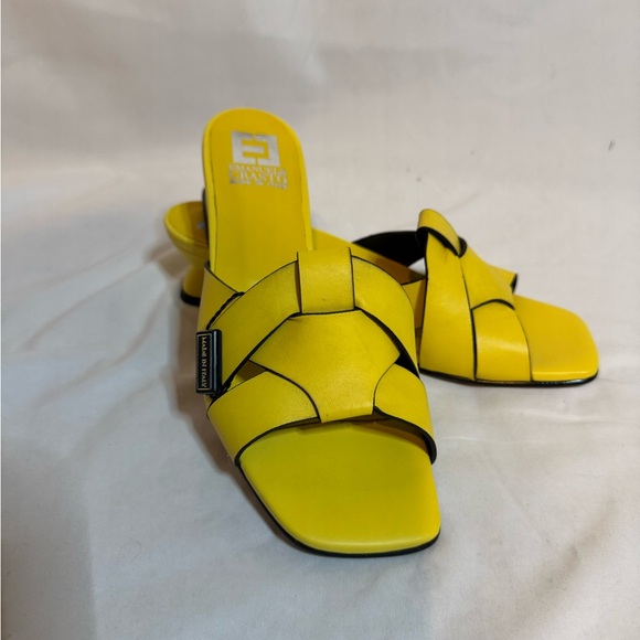 Emanuele Crasto Shoes - Emanuele Crasto Yellow Woven Leather Sandels